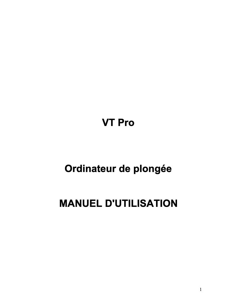 Página 1 del manual Manual de usuario Oceanic VT Pro