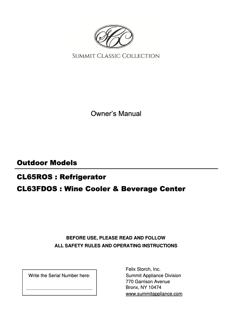 Página 1 del manual Manual de usuario Summit CL68ROS