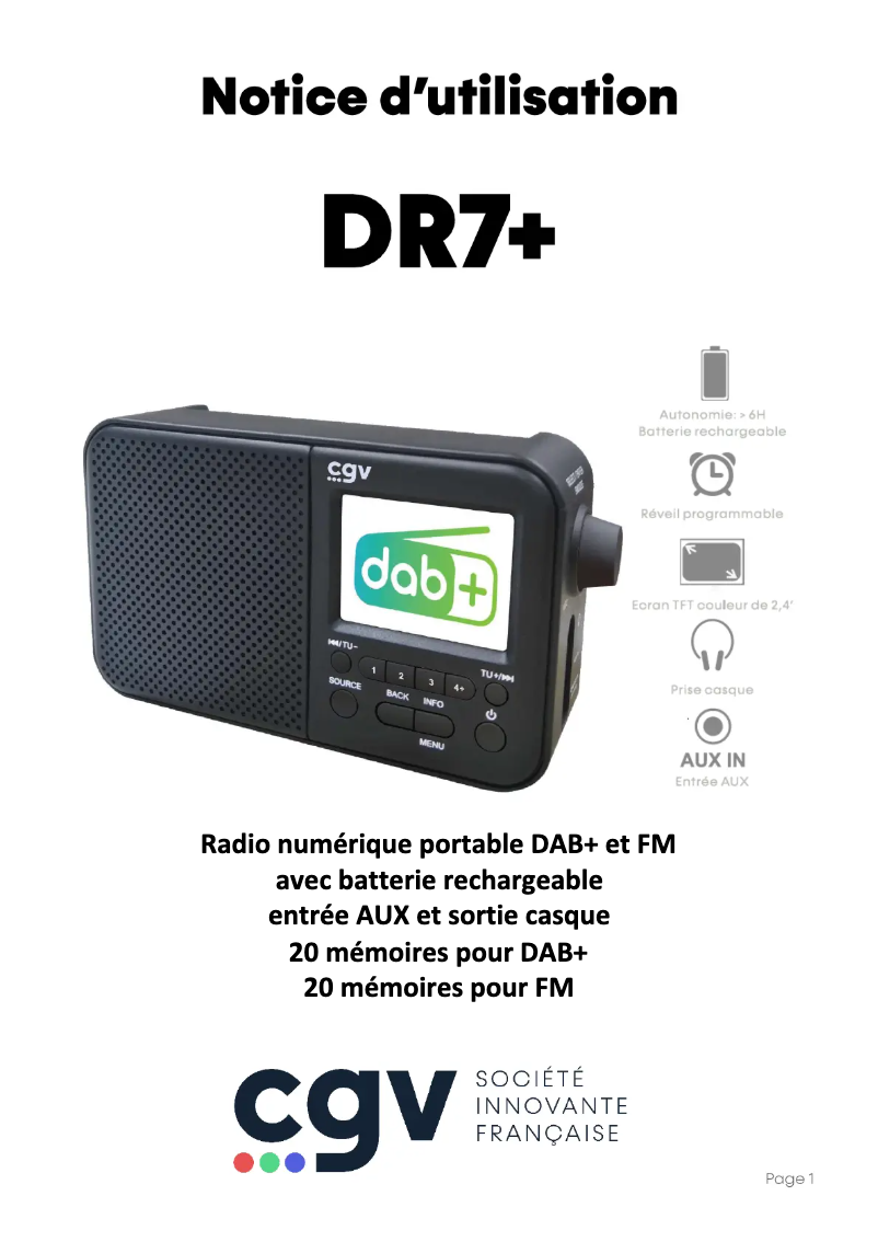 Página 1 del manual Manual de usuario CGV DR7+