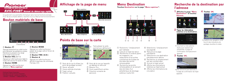 Página 1 del manual Guía de inicio rápido Pioneer AVIC-F20BT