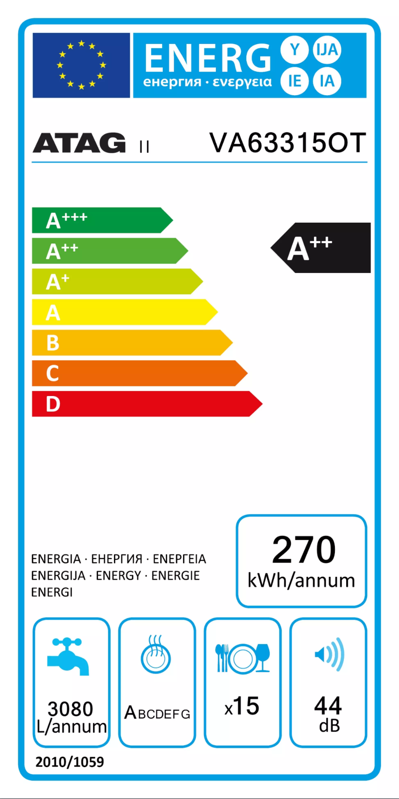 Página 1 del manual Etiqueta energética Atag VA63315OT