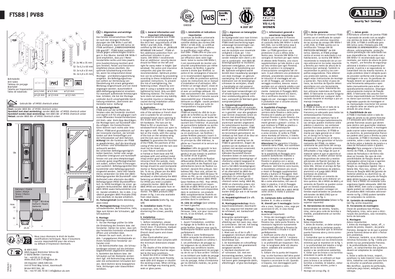 Página 1 del manual Instrucciones / montaje Abus FTS88