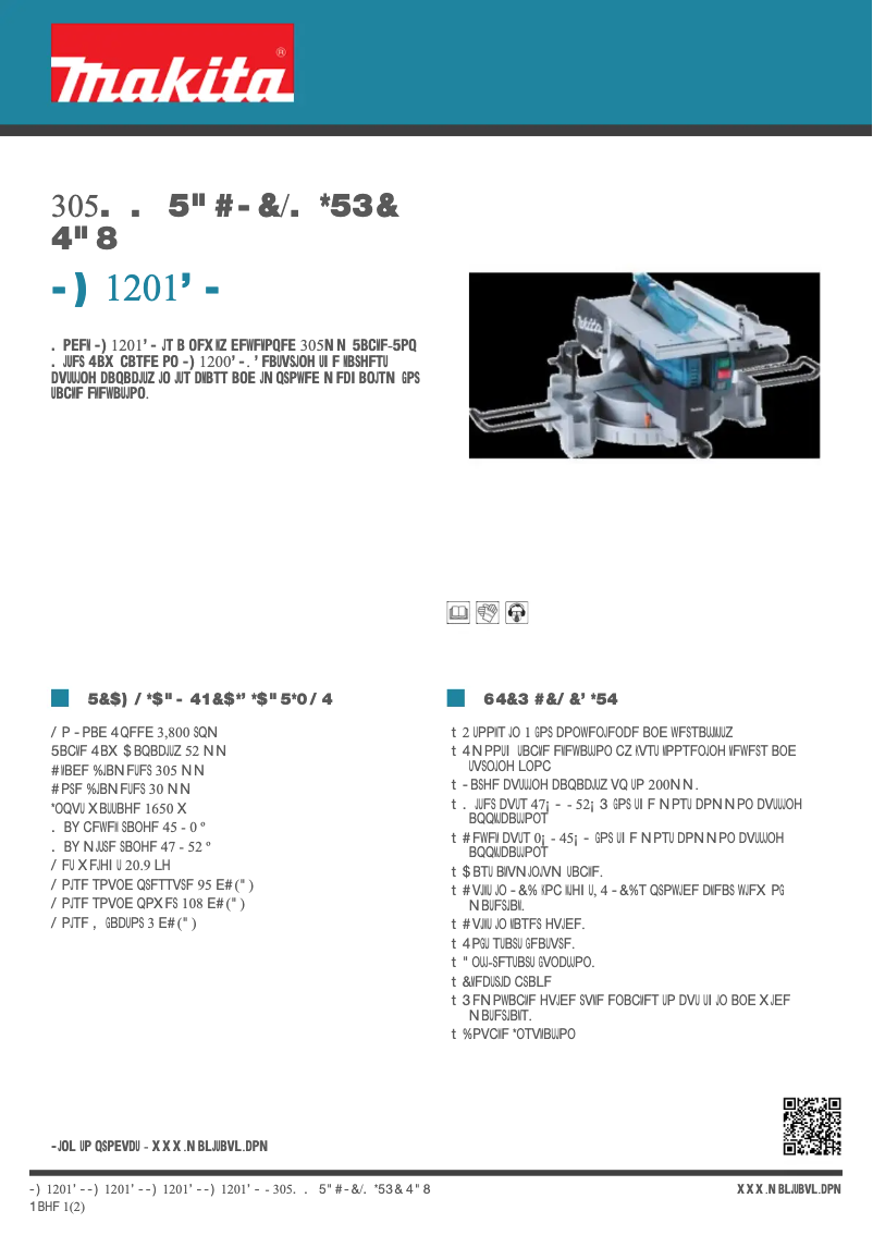Página 1 del manual Ficha técnica Makita LH1201FL