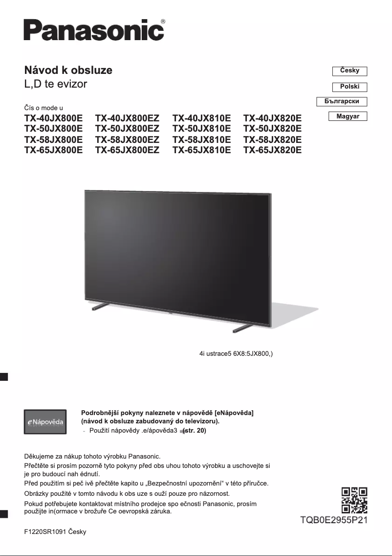 Página 1 del manual Guía de inicio rápido Panasonic TX-58JX820E