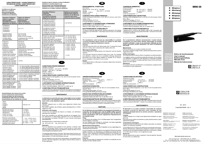 Imagen de la primera página del manual del dispositivo MINI 09
