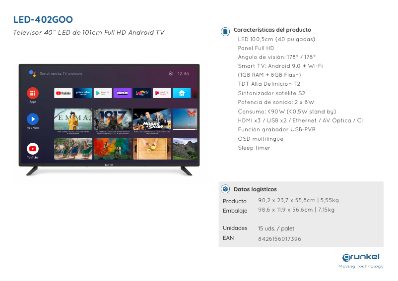 Página 1 del manual Manual de usuario Grunkel LED-402GOO