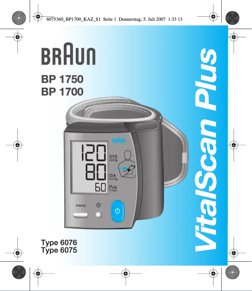 Página nº 1 - Manual de usuario Braun VitalScan Plus BP1700