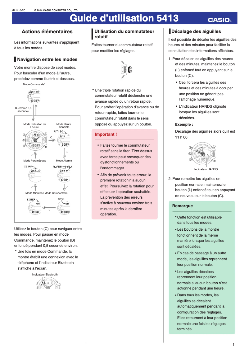 Página 1 del manual Manual de usuario Casio 5413
