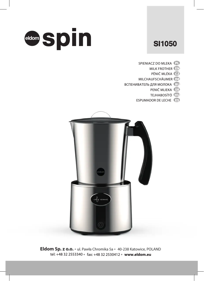 Imagen de la primera página del manual del dispositivo Spin SI1050