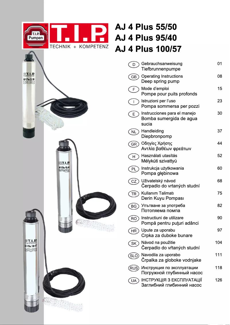 Página 1 del manual Manual de usuario T.I.P. AJ 4 Plus 95/40