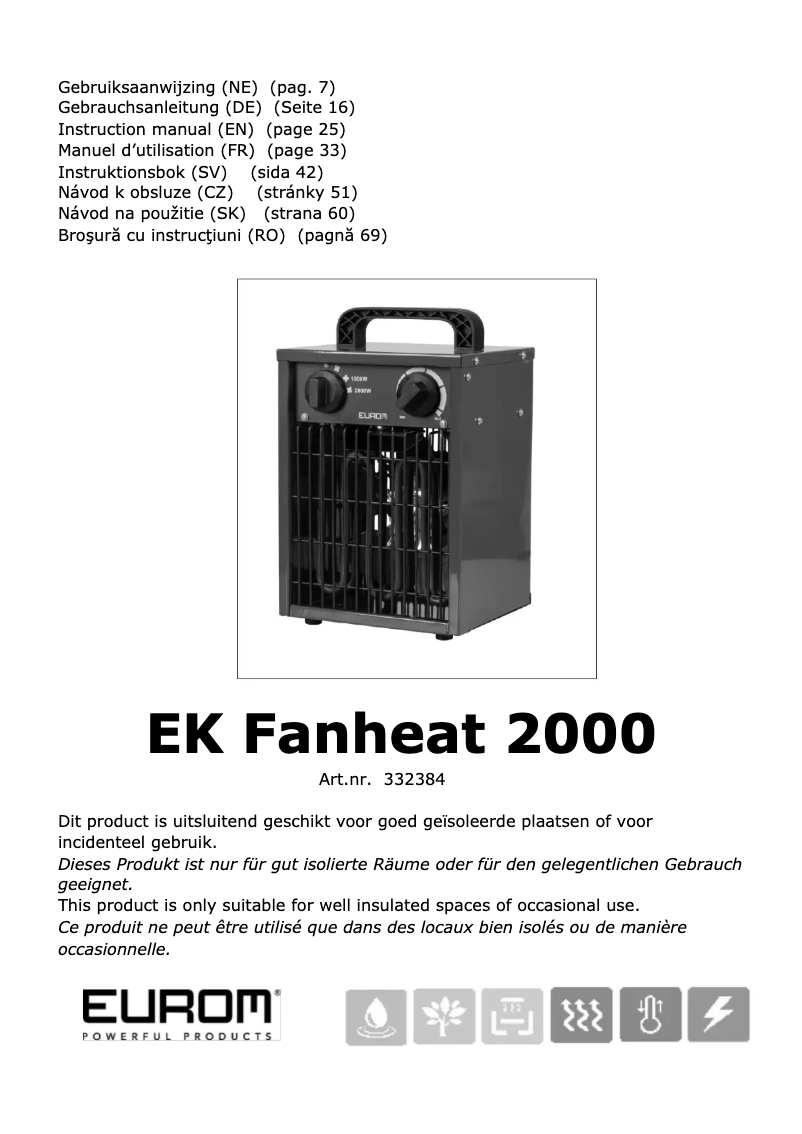 Página nº 1 - Manual de usuario Eurom EK Fanheat 2000