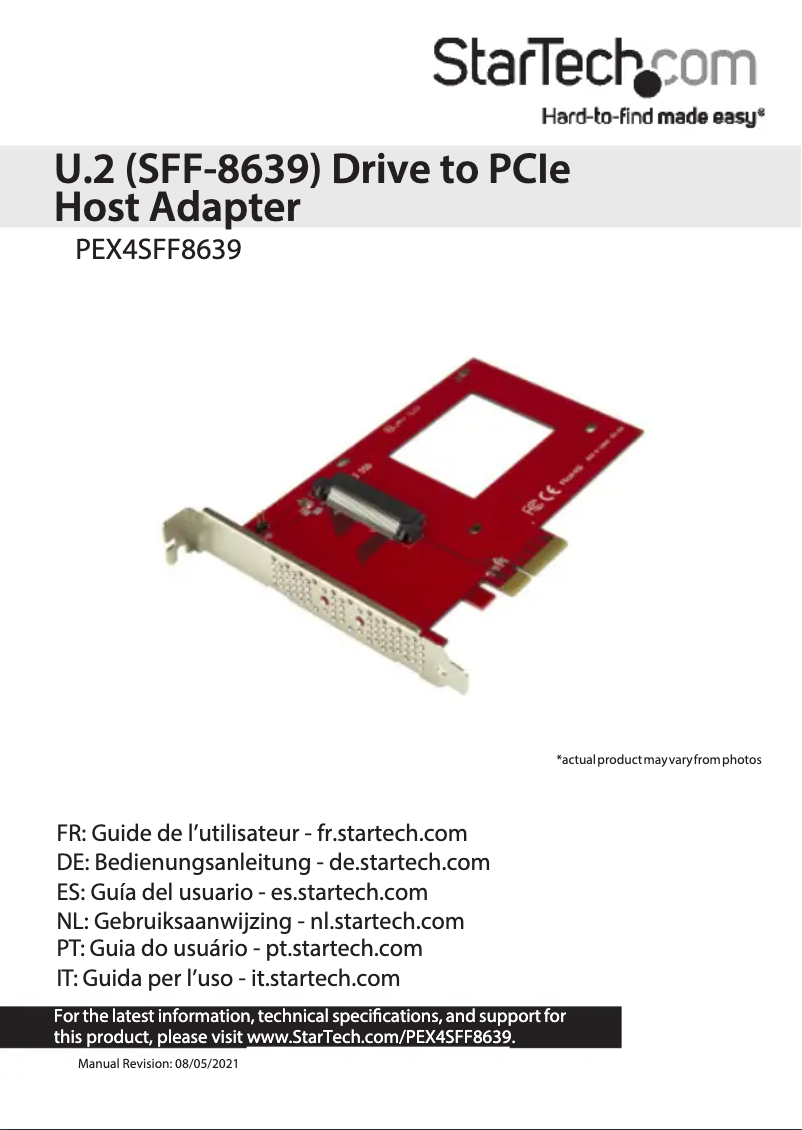 Imagen de la primera página del manual del dispositivo PEX4SFF8639