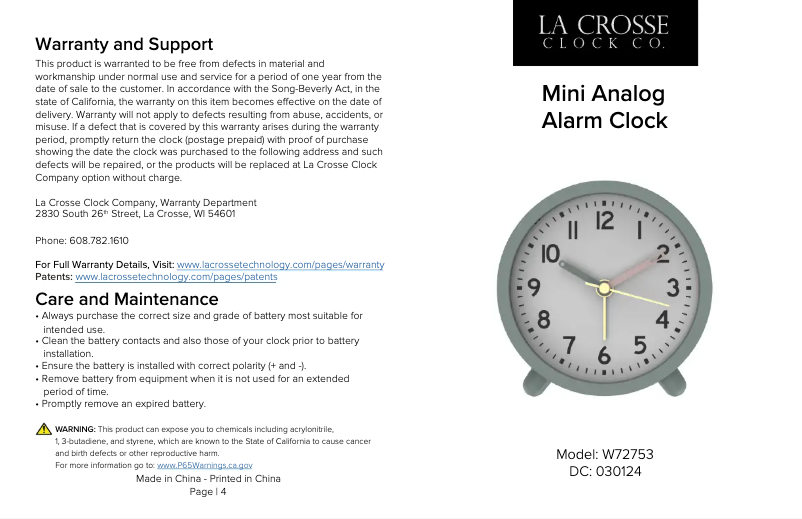 Página nº 1 - Manual de usuario La Crosse Technology W72753