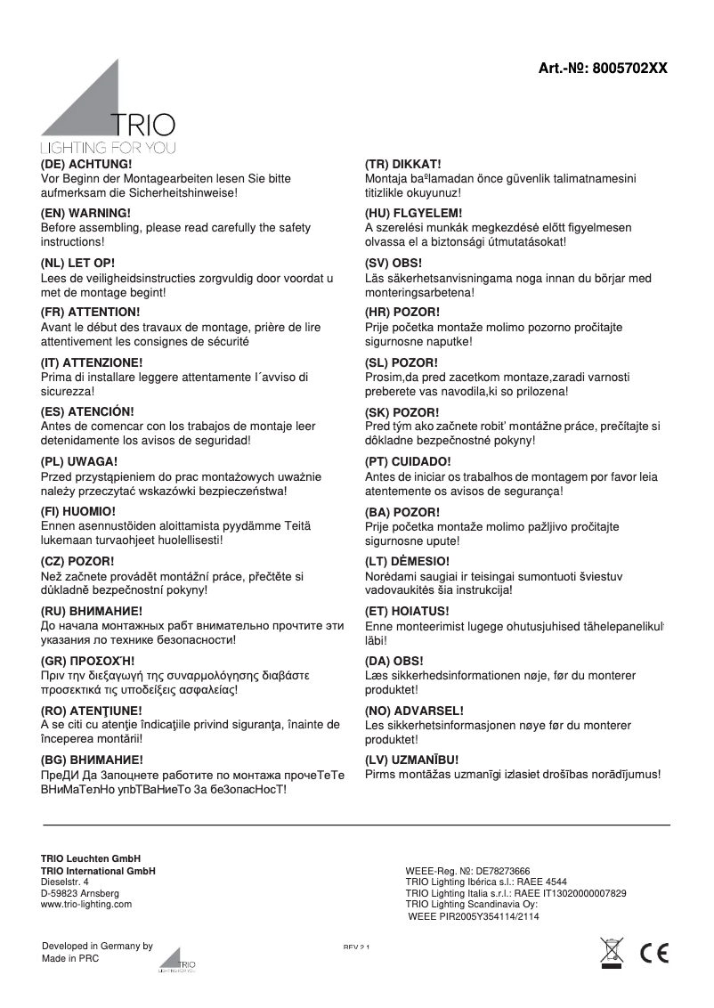 Imagen de la primera página del manual del dispositivo Carl 800570207