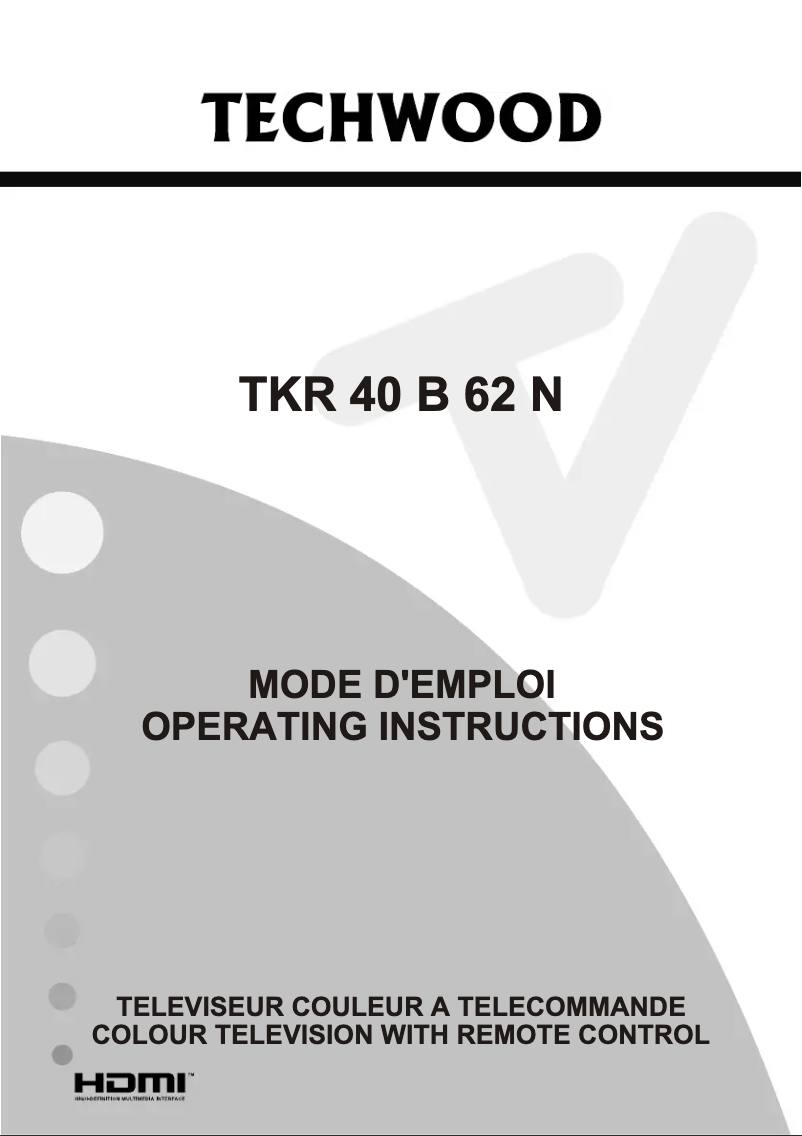 Imagen de la primera página del manual del dispositivo TKR40B62N