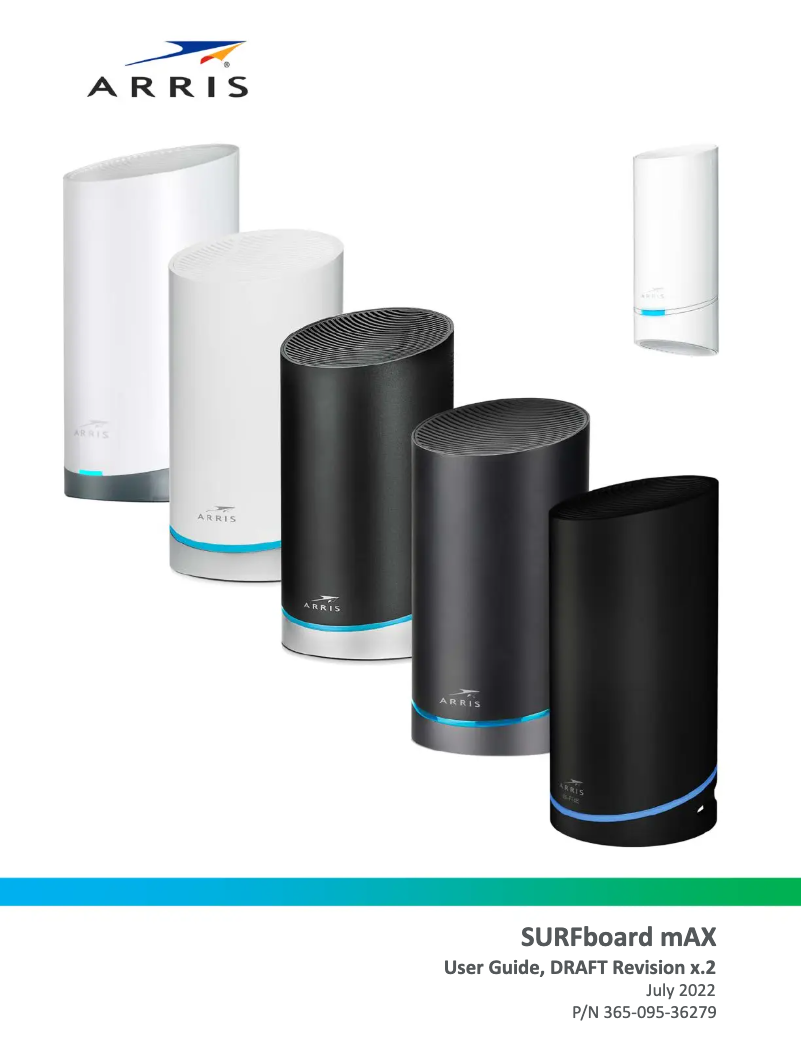 Imagen de la primera página del manual del dispositivo SURFboard mAX W61