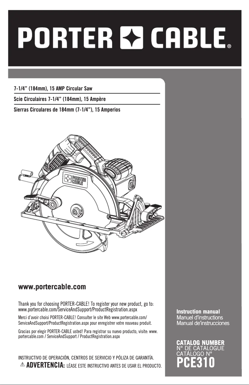 Página 1 del manual Manual de usuario Porter-Cable PCE310