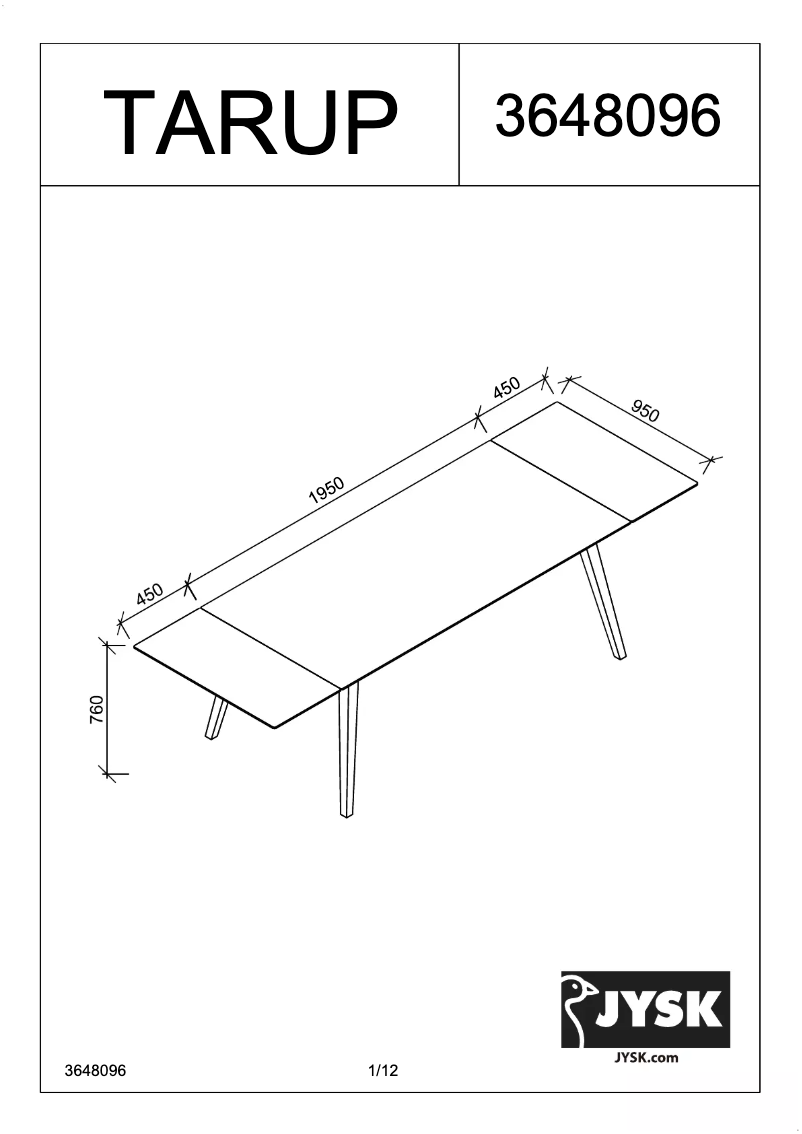 Imagen de la primera página del manual del dispositivo Tarup (95x285x76)