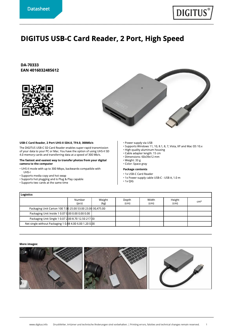 Página 1 del manual Ficha técnica Digitus DA-70333