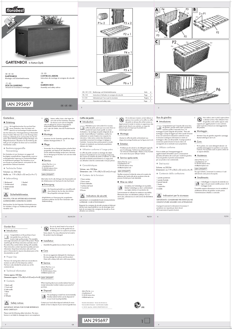 Página nº 1 - Manual de usuario Florabest IAN 295697
