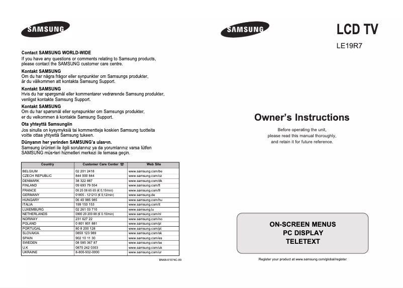 Página 1 del manual Manual de usuario Samsung LE19R71W