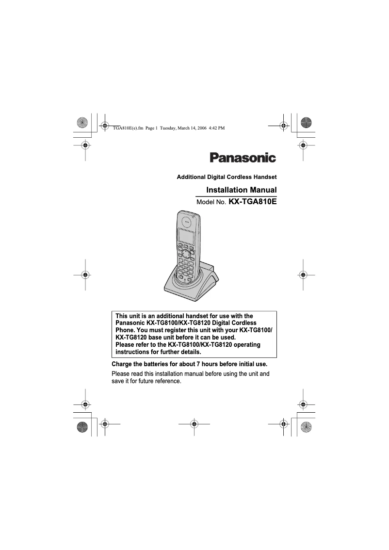 Imagen de la primera página del manual del dispositivo KX-TGA810E