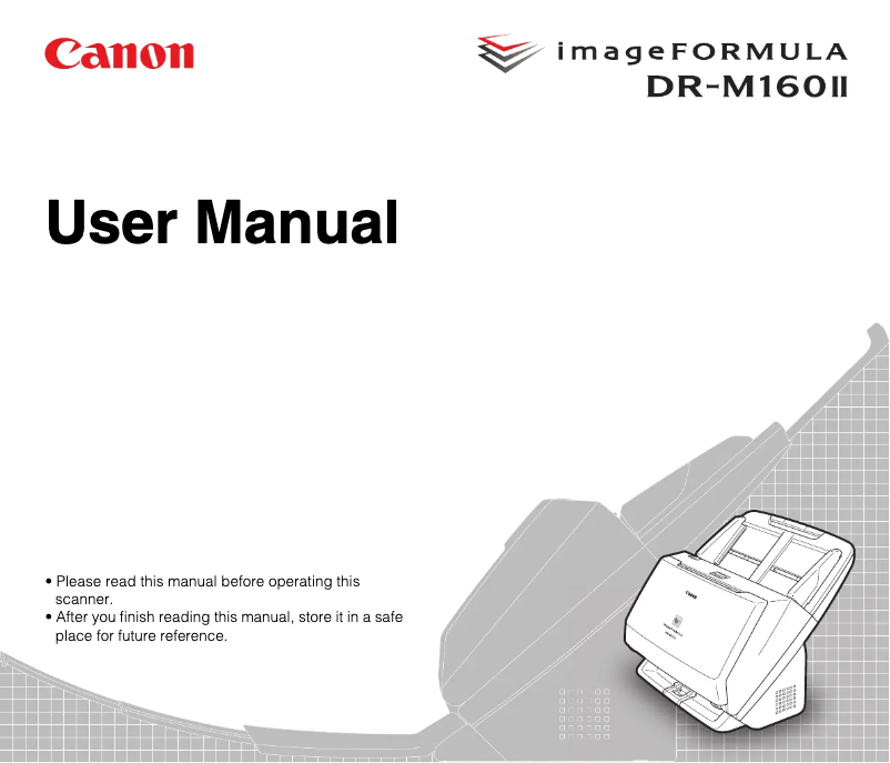 Imagen de la primera página del manual del dispositivo imageFormula DR-M160II
