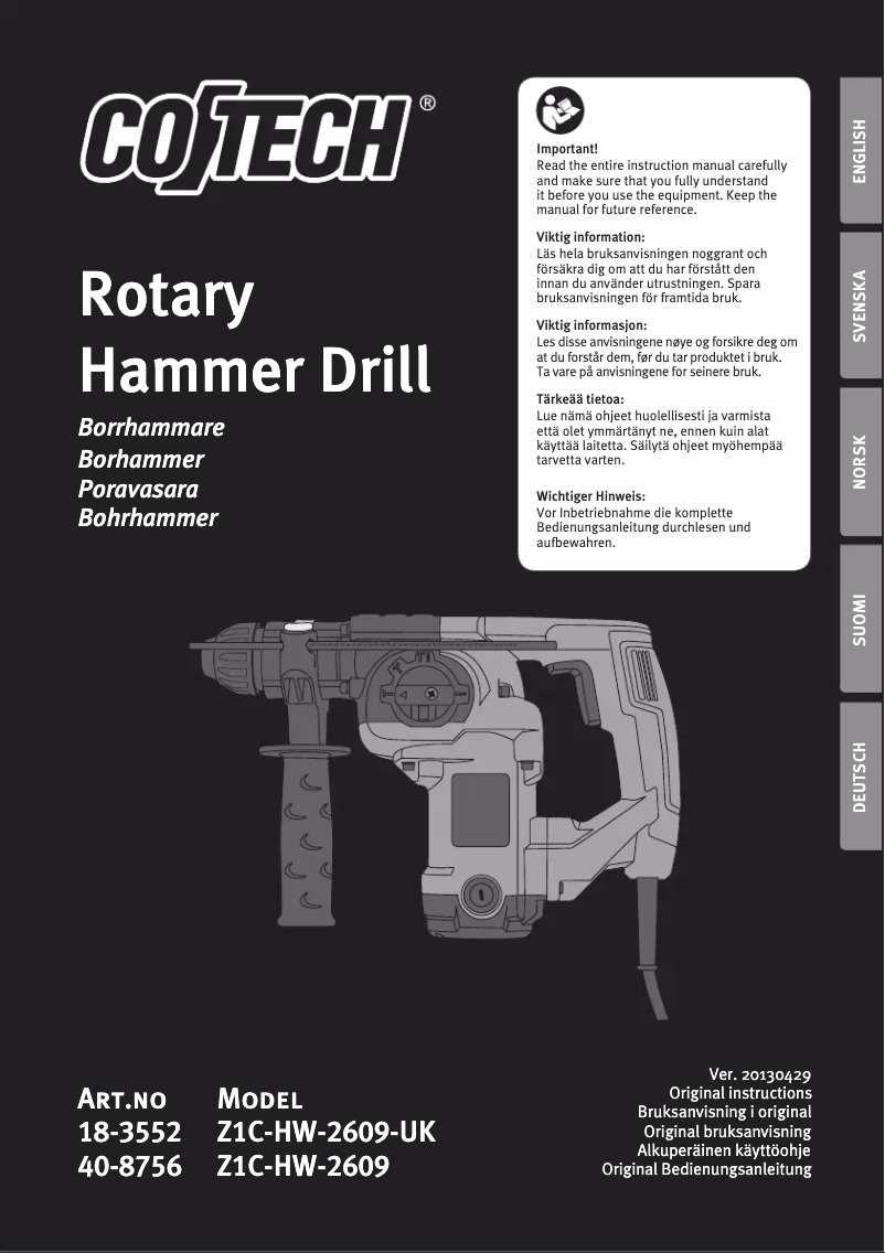 Página 1 del manual Manual de usuario Cotech Z1C-HW-2609