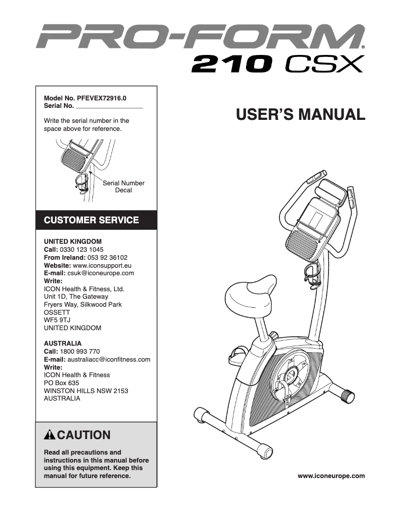 Imagen de la primera página del manual del dispositivo 210 CSX