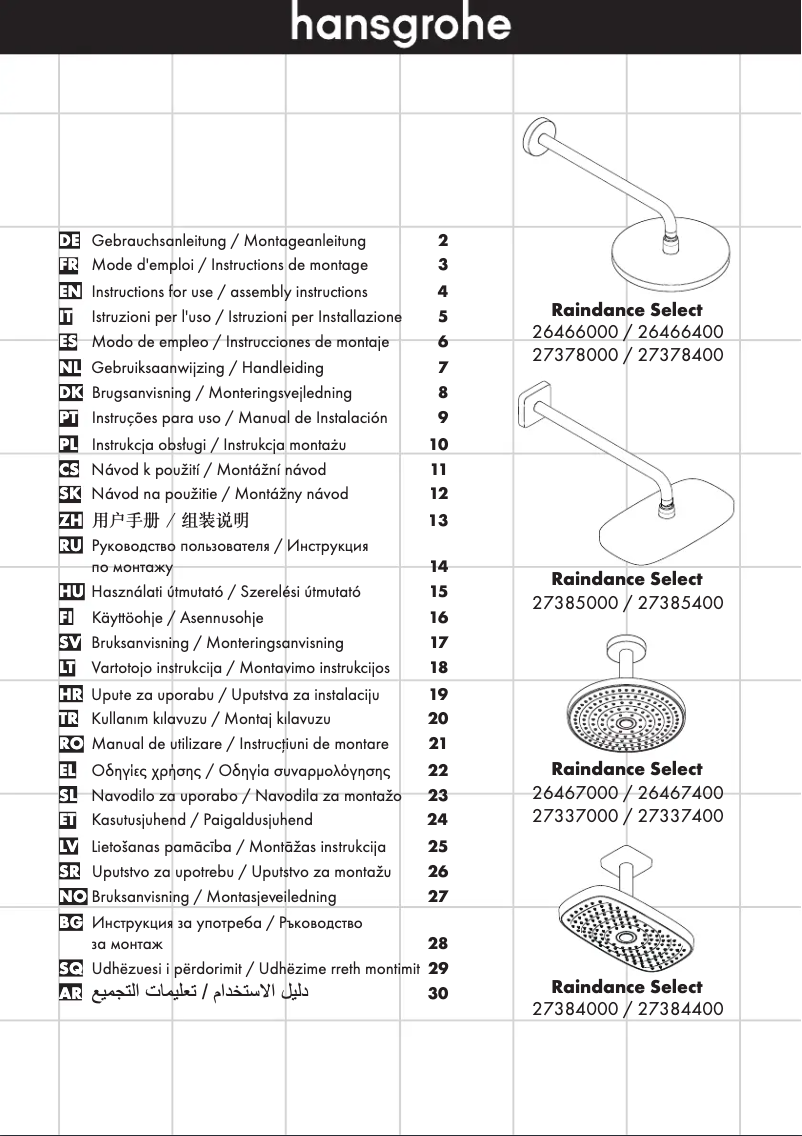 Página 1 del manual Manual de usuario Hansgrohe Raindance Select S