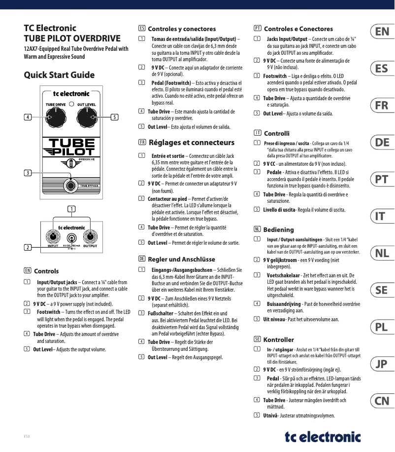 Imagen de la primera página del manual del dispositivo Tube Pilot Overdrive