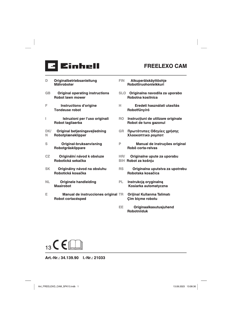 Imagen de la primera página del manual del dispositivo FREELEXO CAM 350
