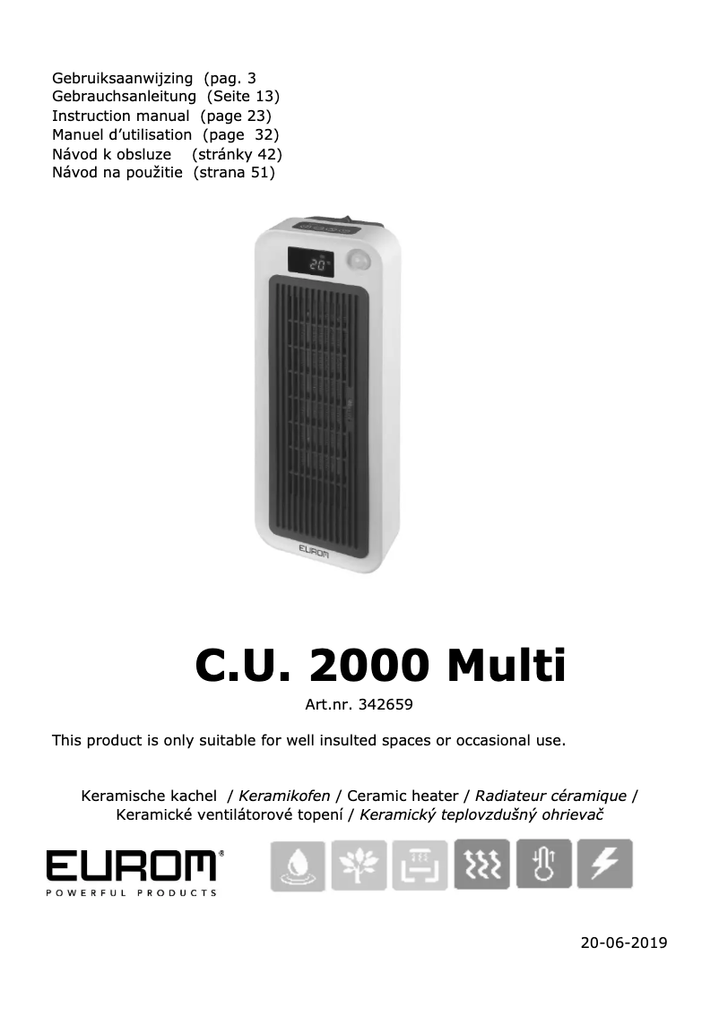 Página nº 1 - Manual de usuario Eurom C.U. 2000 Multi