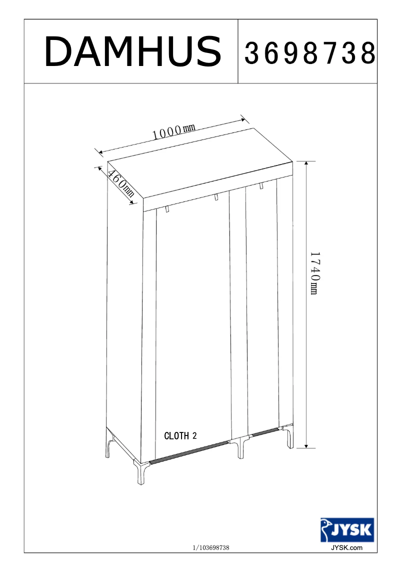 Imagen de la primera página del manual del dispositivo Damhus (100x174x46)
