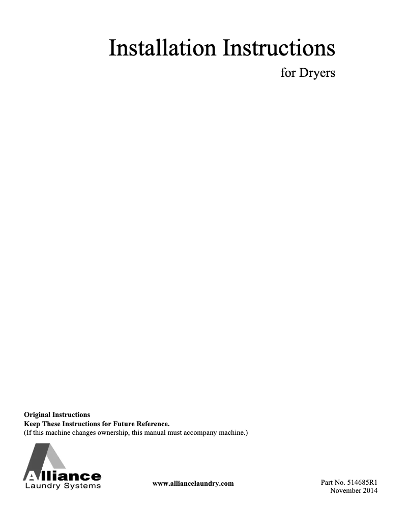 Página 1 del manual Guía de instalación Speed Queen ADEE8B