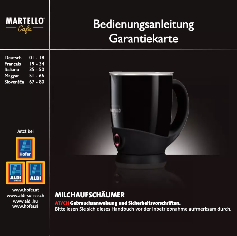 Página 1 del manual Manual de usuario Martello My Milky 423008