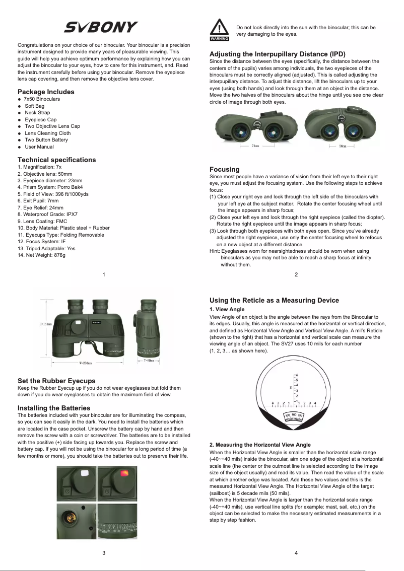 Página 1 del manual Manual de usuario SVBONY SV47