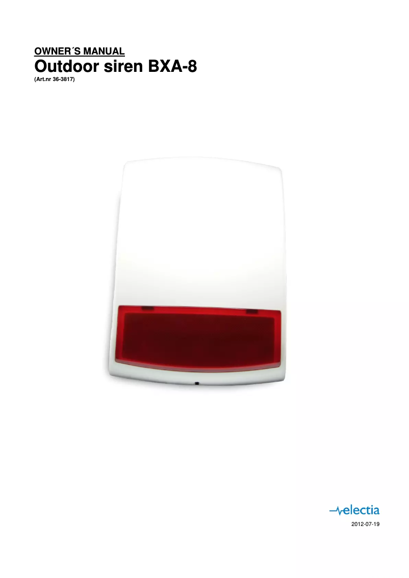 Página 1 del manual Manual de usuario Electia BXA-8