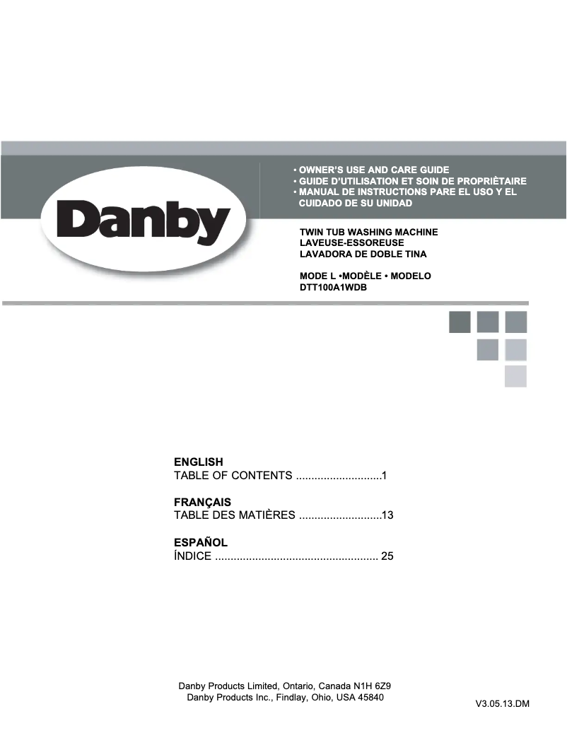 Página 1 del manual Manual de instrucciones Danby DTT100A1WDB