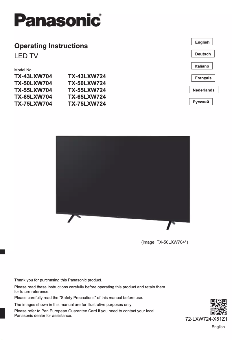 Imagen de la primera página del manual del dispositivo TX-50LXW724