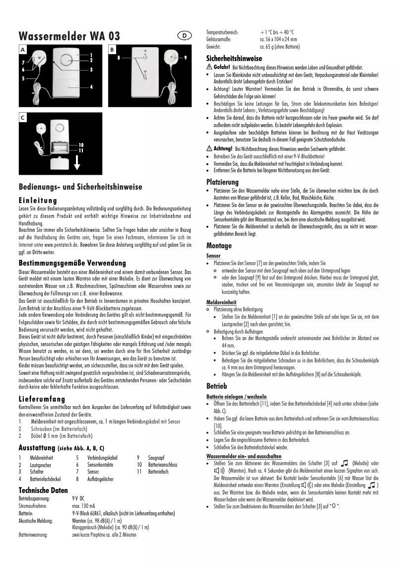 Imagen de la primera página del manual del dispositivo WA03