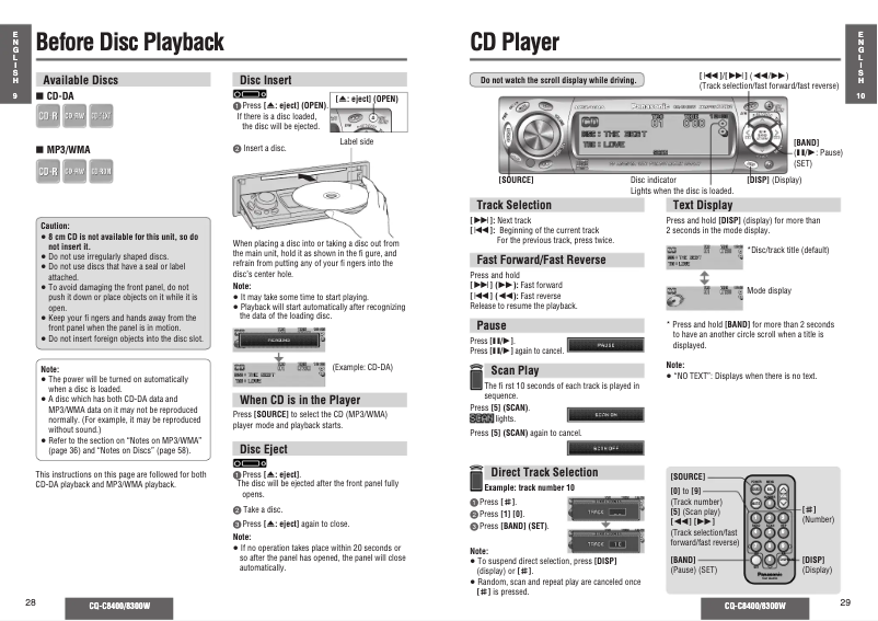 Imagen de la primera página del manual del dispositivo CQ-C8300W