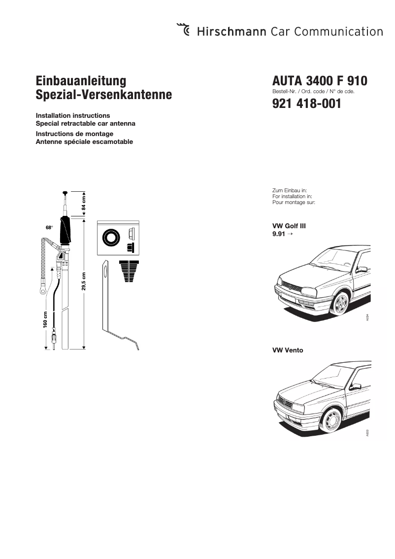 Imagen de la primera página del manual del dispositivo AUTA 3400 F 910