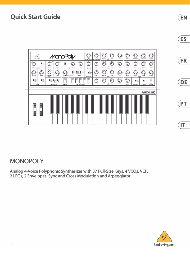 Página 1 del manual Manual de usuario Behringer MonoPoly