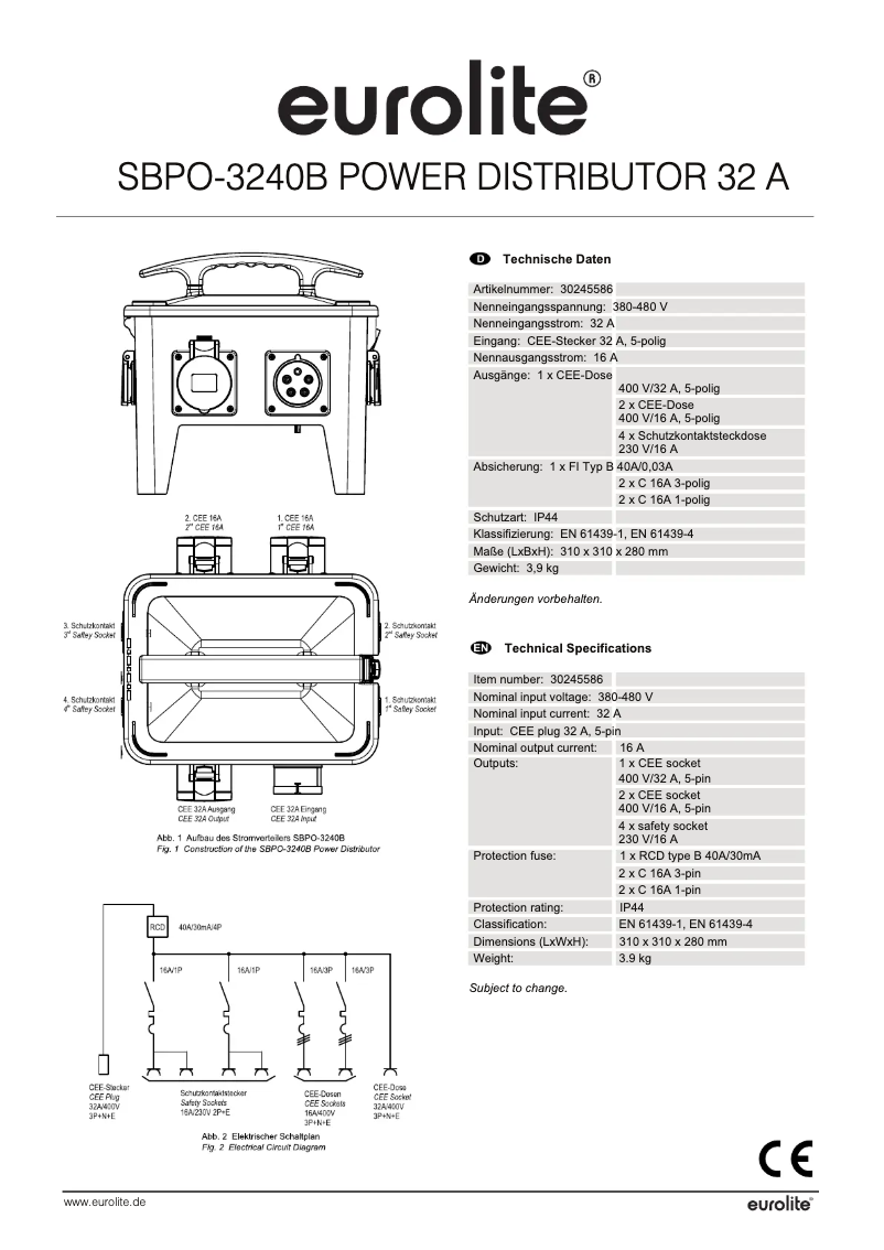 Página 1 del manual Manual de usuario Eurolite SBPO-3240B