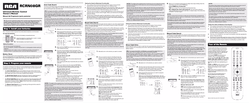 Página 1 del manual Manual de usuario audiovox RCRN08GR
