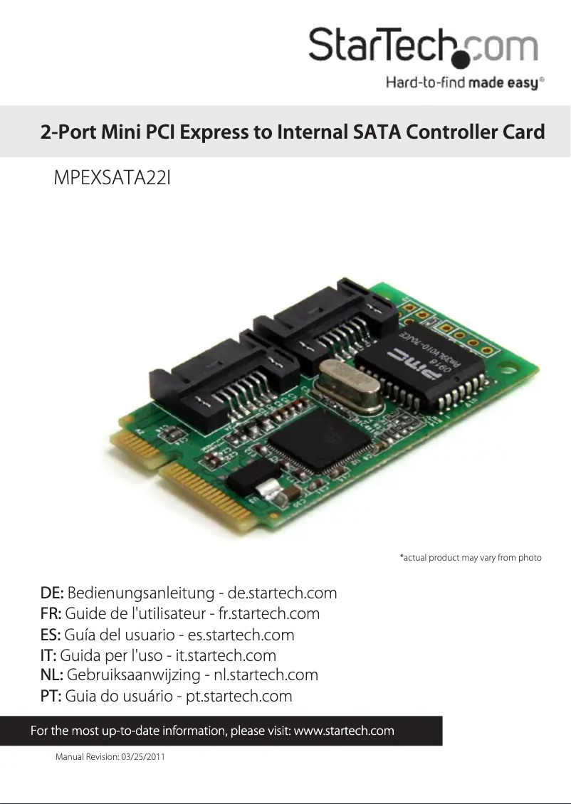 Imagen de la primera página del manual del dispositivo MPEXSATA22I