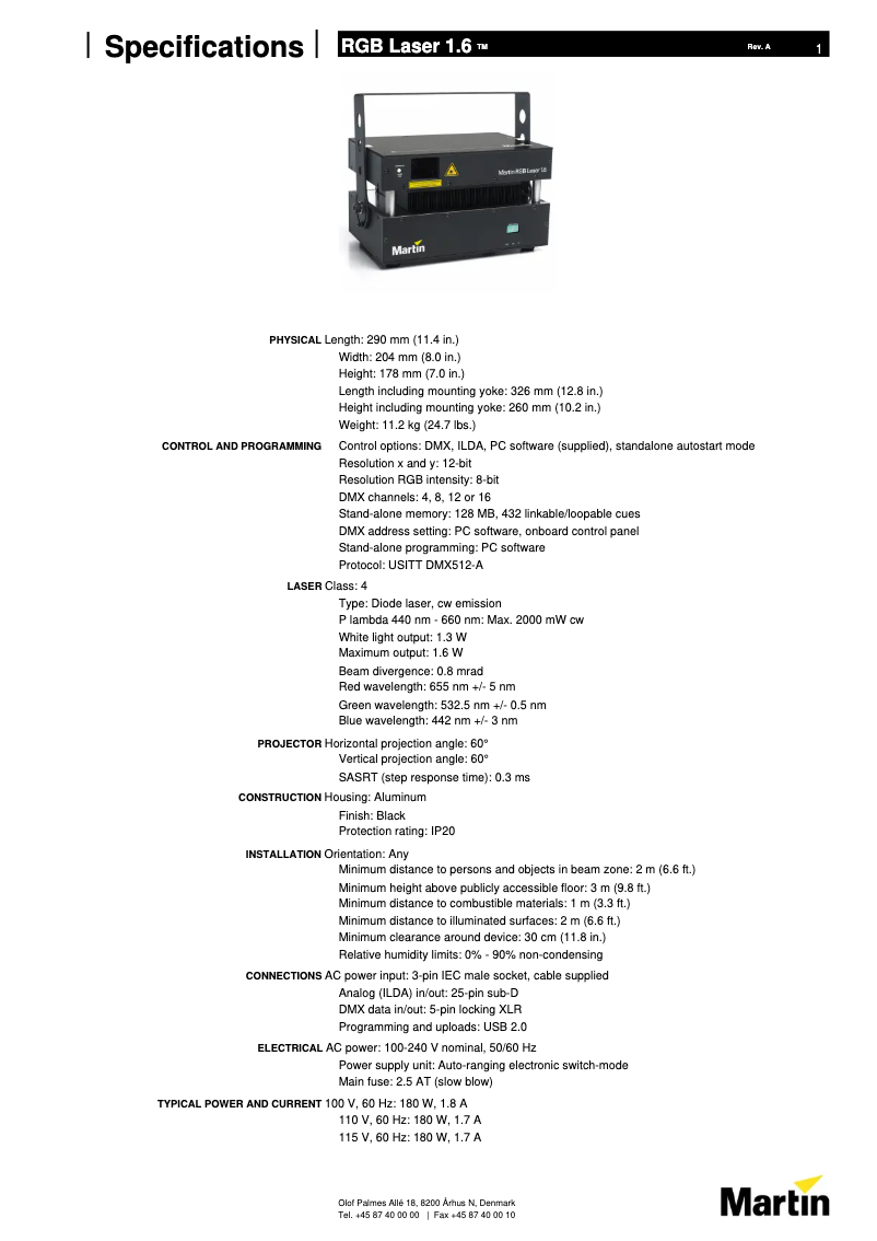 Imagen de la primera página del manual del dispositivo RGB Laser 1 6