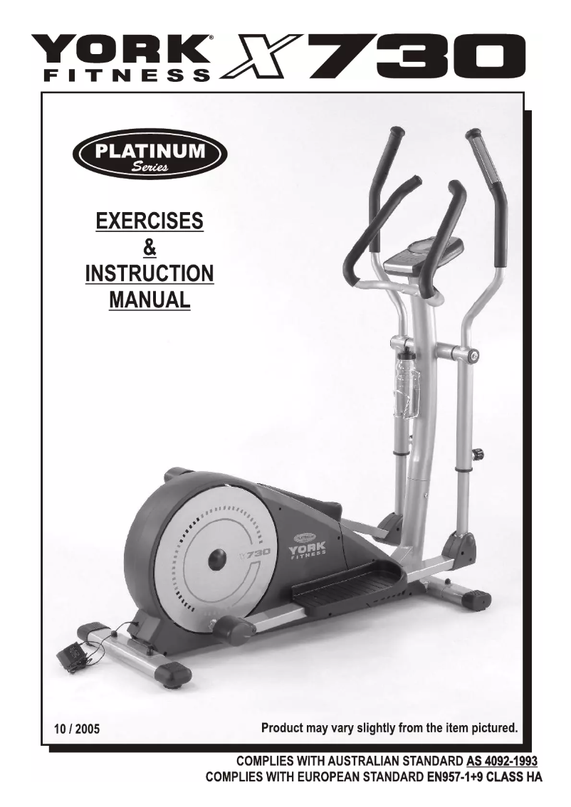 Página nº 1 - Manual de usuario York Fitness X730