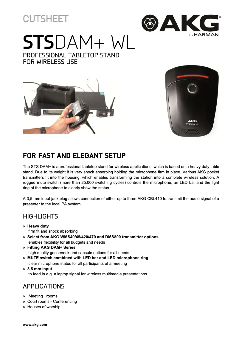 Página 1 del manual Ficha técnica AKG STS DAM+ WL